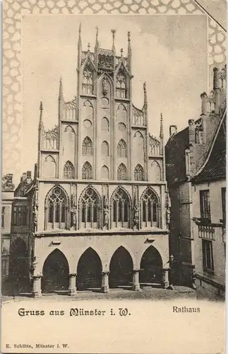 Ansichtskarte Münster (Westfalen) Rathaus 1905 Passepartout
