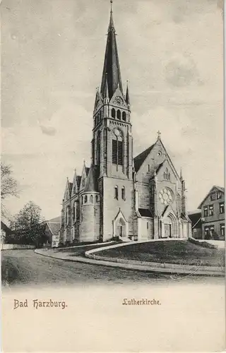 Ansichtskarte Bad Harzburg Strassen Partie an der Lutherkirche 1900