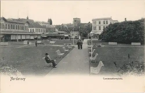 Ansichtskarte Norderney Kurplatz Conversationsplatz div. Gebäude 1904