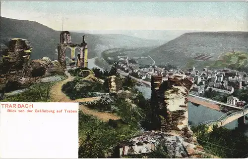 Litho AK Traben-Trarbach Blick von der Gräfinburg auf Traben 1900