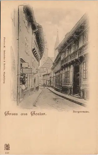 Goslar Bergstrasse Strassen Ansicht mit Geschäft & Wohnhäuser 1900