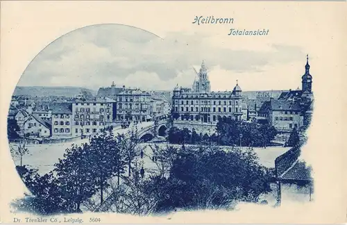 Ansichtskarte Heilbronn Panorama-Ansicht Strassen Blick im Zentrum 1900