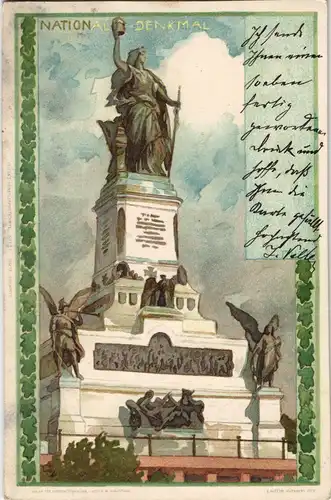 Rüdesheim (Rhein) National-Denkmal Niederwalddenkmal  Künstlerkarte 1900