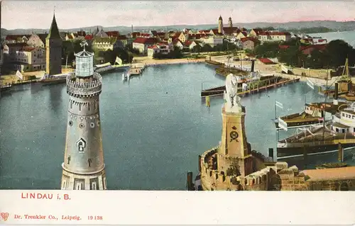Ansichtskarte Lindau (Bodensee) Hafen - Leuchtturm 1903