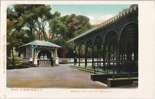 Ansichtskarte Bad Kissingen Racoczy-Brunnen mit Gläserhalle 1904