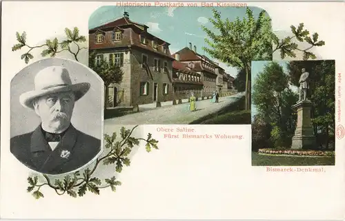 Ansichtskarte Bad Kissingen 3 Bild Bismarck Wohnung Denkmal 1904