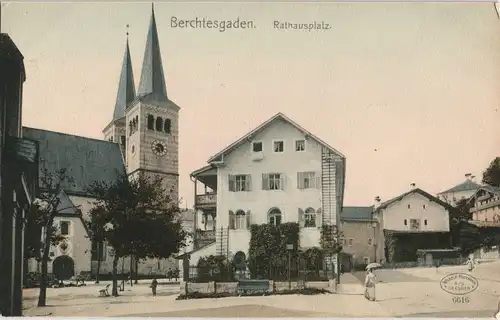 Ansichtskarte Berchtesgaden Rathausplatz - coloriert 1906