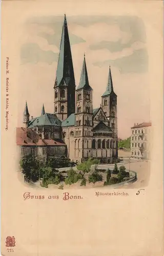 Bonn Straßen Partie Vorplatz a.d. Münsterkirche Kirche (Church) 1900