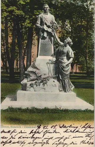 Bonn Simrock-Denkmal (Monument) Lichtdruck  1905 MELDORF Ankunftsstempel)
