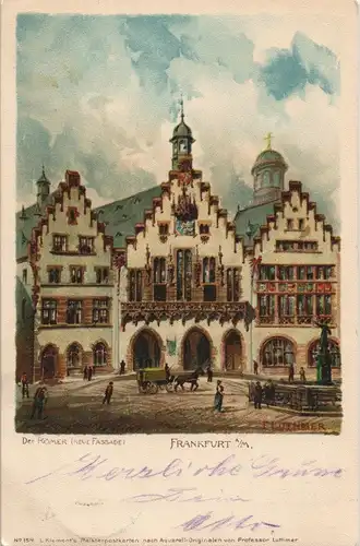 Frankfurt am Main Römer Künstlerkarte nach Aquarell von Prof. Luthmer 1907/0000