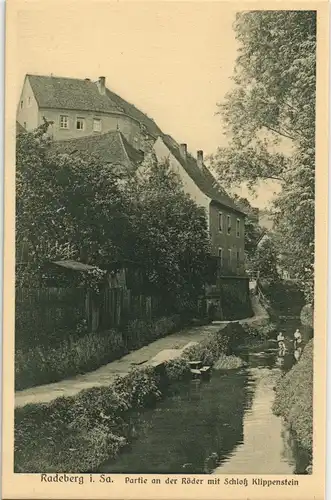 Ansichtskarte Radeberg Schloß Klippenstein - Röderpartie 1913