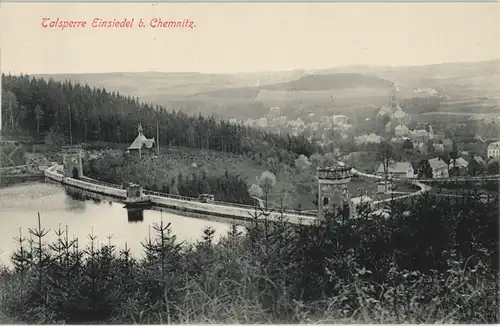 Ansichtskarte Einsiedel-Chemnitz Talsperre Einsiedel - Stadt 1912