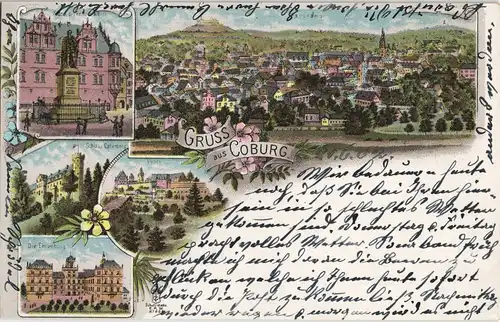 Ansichtskarte Coburg Schloß, Denkmal, Stadt, etc 1902