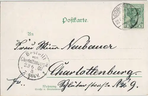 Ansichtskarte Coburg Schloß, Denkmal, Stadt, etc 1902