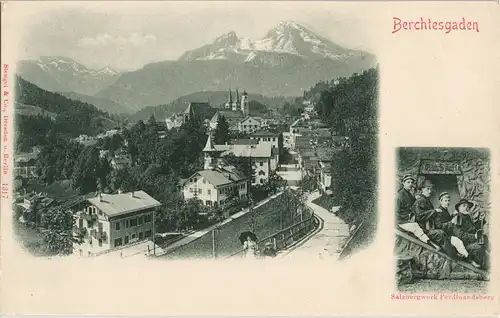 Ansichtskarte Berchtesgaden 2 Bild Stadt, Straße, Salzbergwerk 1907