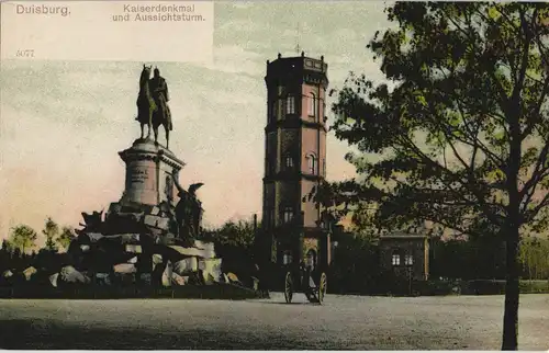 Ansichtskarte Duisburg Kaiser-Wilhelm-Denkmal, Aussichtsturm 1908