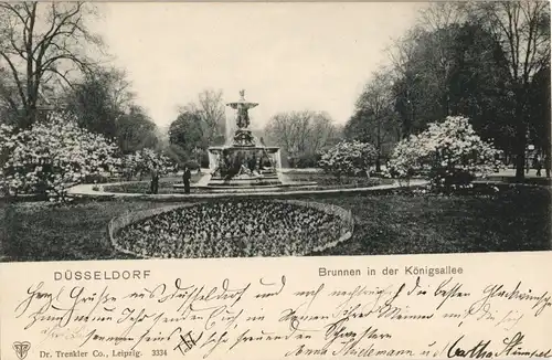 Ansichtskarte Düsseldorf Brunnen im Park a.d. Königsallee 1901