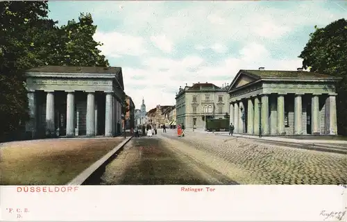 Ansichtskarte Litho AK Düsseldorf Straßen Partie am Ratinger Tor 1900