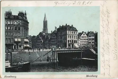 Litho AK Hamburg Stadtteilansicht Partie am Messberg 1905   gel nach Halle