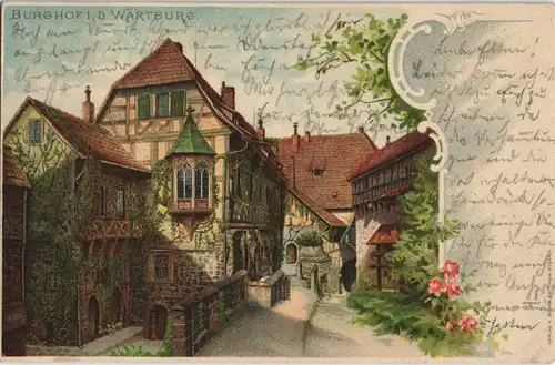 Ansichtskarte Eisenach Burghof - Künstlerkarte 1900