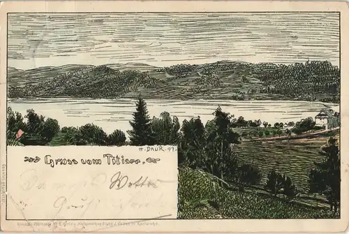 Ansichtskarte Titisee Künstlerkarte Titisee gel. Stempel 1897