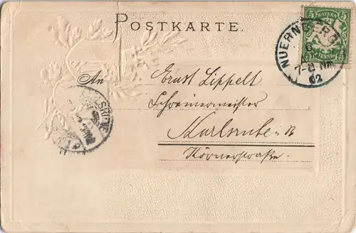 Nürnberg Hans Sachs Denkmal - Heraldik Prägekarte 1902 Prägekarte