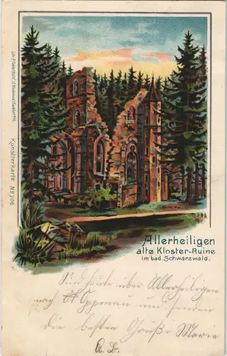 Ansichtskarte Oppenau Klosterruine Allerheiligen 1903