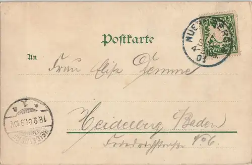 Ansichtskarte Nürnberg Bratwurstglöcklein 2 Bild Innen - außen 1901