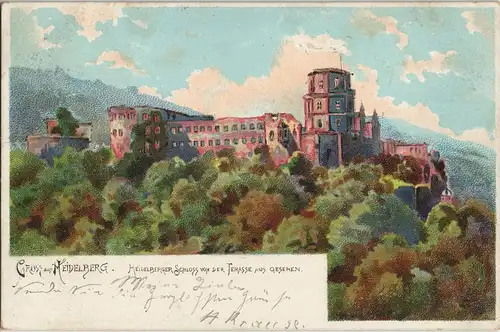 Ansichtskarte Heidelberg Heidelberger Schloss - Künstlerkarte 1902