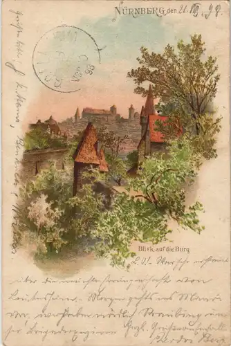 Nürnberg Nürnberger Burg Künstlerkarte Gemälde Kunstwerk Postkarte 1898