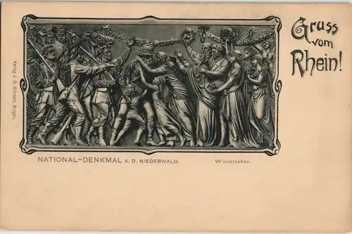 Rüdesheim (Rhein) Gruss vom Rhein National-Denkmal  "Wiedersehen" 1900