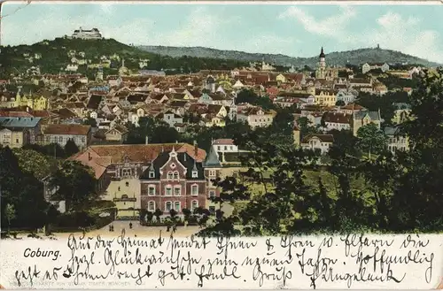 Ansichtskarte Coburg Totalansicht 1908