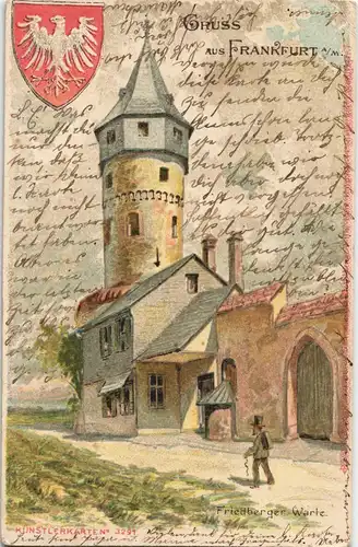 Bornheim-Frankfurt am Main Friedberger Warte - Heraldik Künstlerkarte 1901