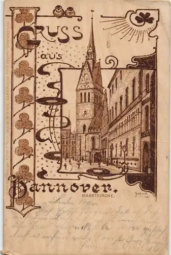 Ansichtskarte Bremen Holzbrandimitation Marktkirche 1900