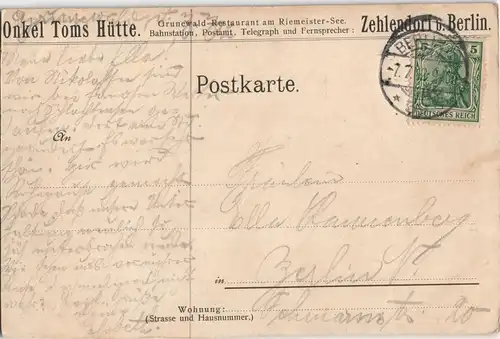 Ansichtskarte Grunewald-Berlin Gruss aus Onkel Toms Hütte 1902