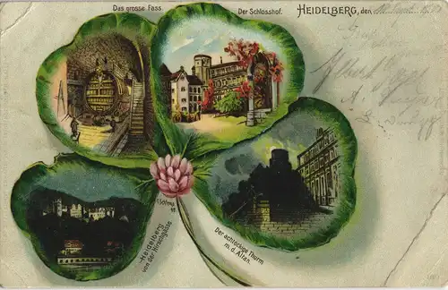 Ansichtskarte Heidelberg Heidelberger Schloss Kleeblattlitho 1904