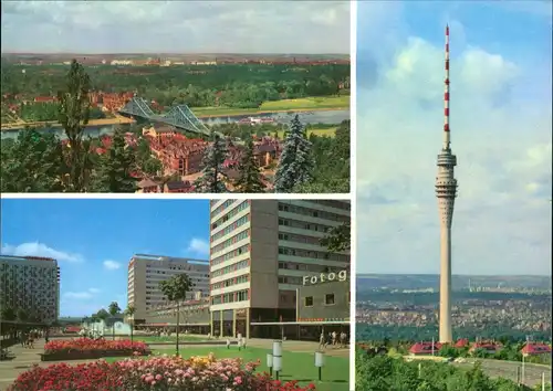 Wachwitz-Dresden Blick  zum Blauem Wunder, Prager Straße, Fernsehturm 1986
