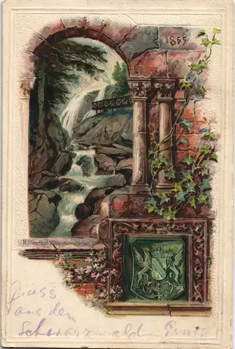 Ansichtskarte Breitnau Ravennawasserfall - Prägekarte 1903 Prägekarte