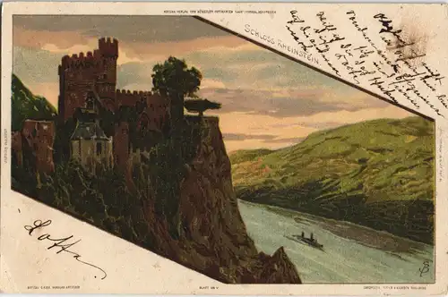 Ansichtskarte Litho AK Bingen am Rhein Burg / Schloss Rheinstein 1898