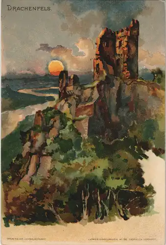 Bad Godesberg-Bonn Burg Drachenfels (Siebengebirge) - Künstlerkarte 1901