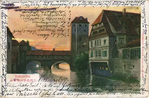 Ansichtskarte Nürnberg Henkersteg - Künstlersteg 1899