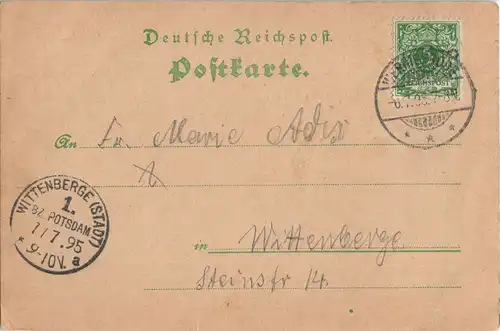 Ansichtskarte Wernigerode Steinerne Renne MB Ankunftstempel Potsdam 1895