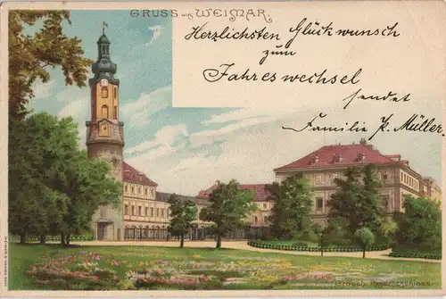 Ansichtskarte Weimar Stadtschloss - Künstlerkarte 1908