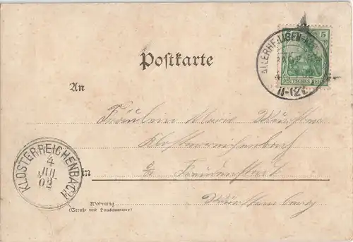 Litho AK Oppenau Klosterhof Allerheiligen 2-Bild 1902      (Ankunftsstempel)