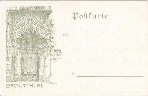 Litho AK Nürnberg Kirche, Pfarrhof Chörlein, Brautthüre Neujahr Litho-AK 1900