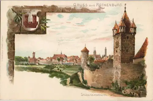 Rothenburg ob der Tauber Stadt, Stöberleinthurm - Künstlerkart 1907