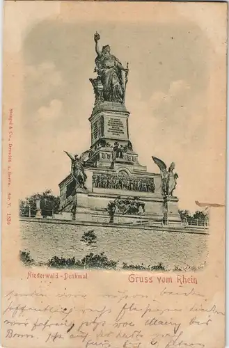 Rüdesheim (Rhein) Niederwalddenkmal Künstlerkarte 1901 Prägekarte
