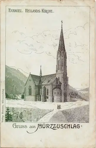 Ansichtskarte Mürzzuschlag Ev. Heilandkirche 1905