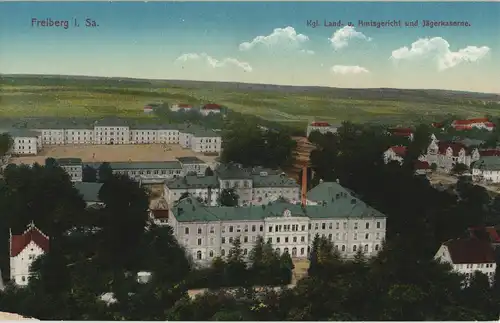 Ansichtskarte Freiberg (Sachsen) Amtsgericht Kaserne 1914