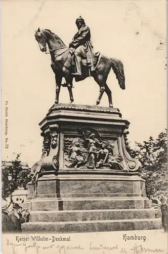 Hamburg Kaiser Wilhelm Denkmal 1905   gel  HOF (Ankunftsstempel)